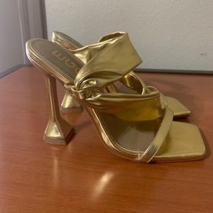 Gold Strap Mule Heels